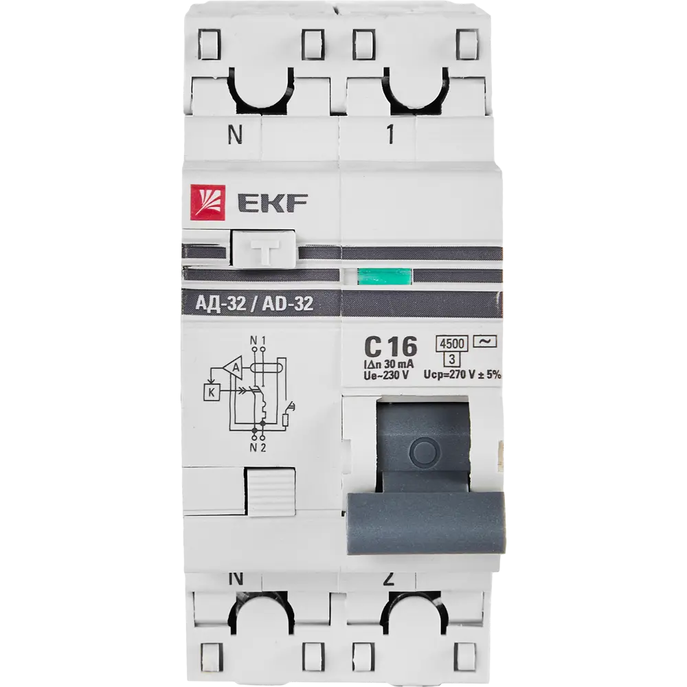 Дифференциальный автомат EKF АД-32 1P N C16 А 30 мА 4.5 кА АС 82421556 STLM-2050878  - Вид №1