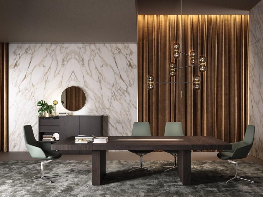 PROF Модульный деревянный стол для совещаний прямоугольной формы с системой прокладки кабелей Block 2.0 sun-id-1369355 - Вид №1