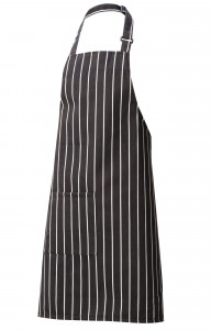 60351 Фартук с нагрудником MixColor black (черно-белая полоска) HORECA  Одежда для официантов  размер