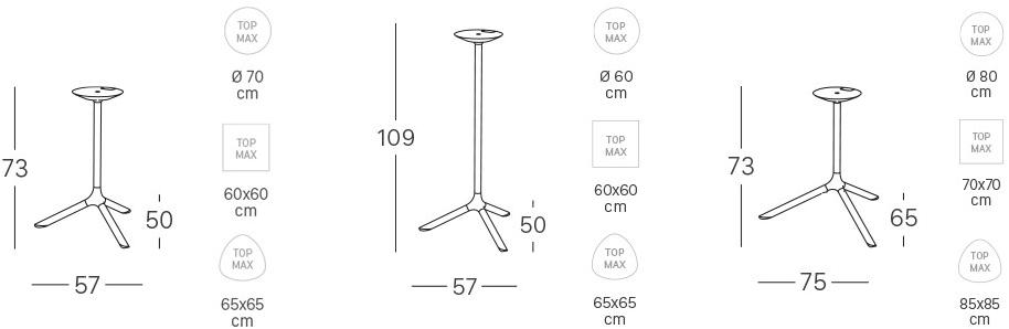 SCAB DESIGN Высокий стол из стали с основанием 3 звезды и откидной столешницей Tripé sun-id-1349362 - Вид №3