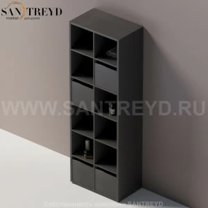 Agape KONTE Вертикальный шкаф из МДФ под темный дуб с возможностью установки выдвижного ящика AMOB045VRW