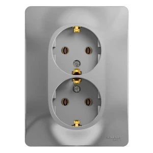 Systeme Electric Glossa — двойная розетка с заземлением в алюминиевом исполнении 89365957