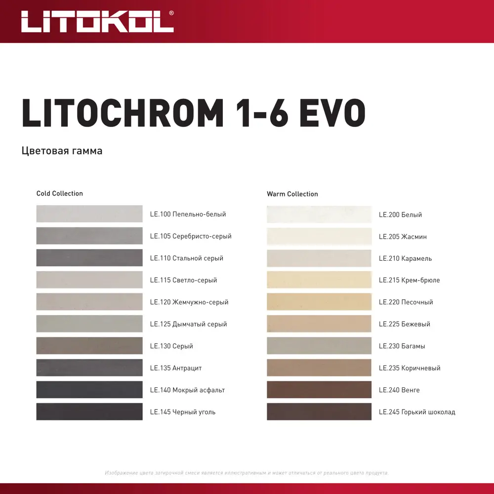 Litokol Litochrom 1-6 Evo - затирка для плитки дымчатый серый 2 кг 85486583 STLM-0063164 - Вид №4
