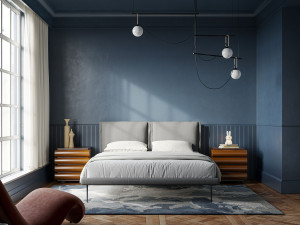 Съемная кровать из ткани с мягким изголовьем