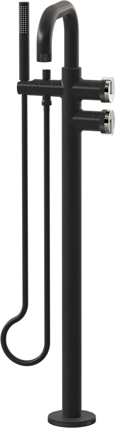 E-11557-R1PC-L1WT-BK Смеситель напольный отдельностоящий (внешняя часть) GRAFF MOD+