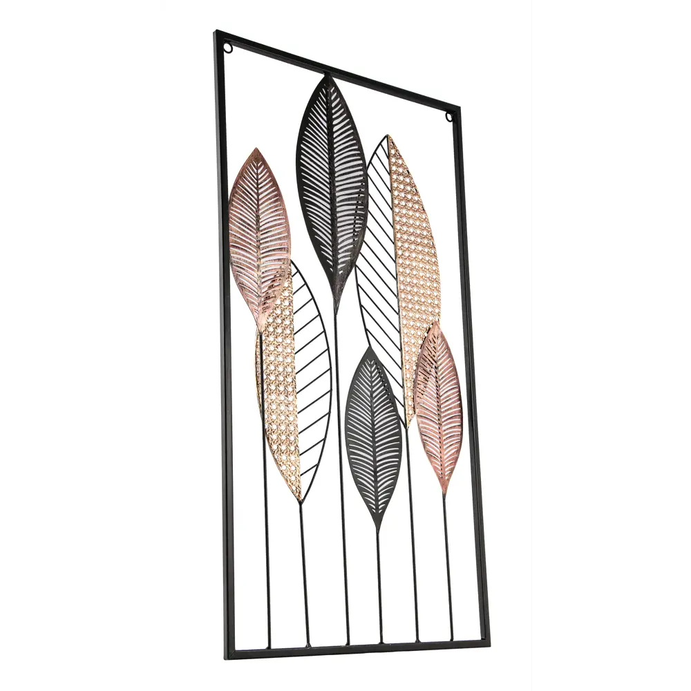 89356850 Панно настенное Листья металл 75x40 см серебристо-черный STLM-0831130 Santreyd  - Вид №2