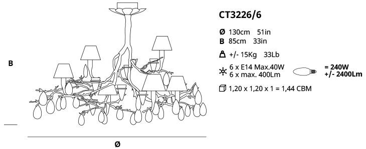 Serip Галогенный подвесной светильник из бронзы с кристаллами Fascinium Ct3226/6 - Вид №1