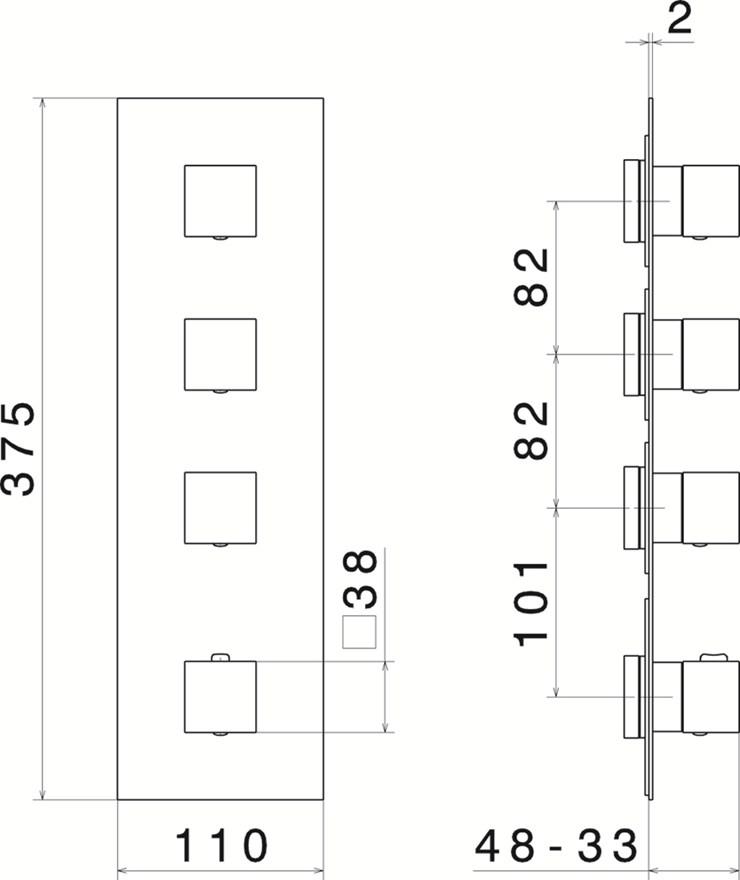 newform Термостатический смеситель для душа с тарелкой Termostatici multiutenza 3 uscite 67643e - Вид №1
