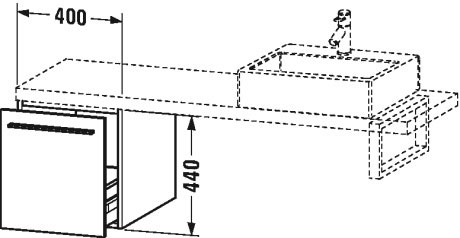 XL543104343 Шкафчик для консоли X-Large #XL5431 400 x 548 мм Базальт матовый, декор Duravit - Вид №1