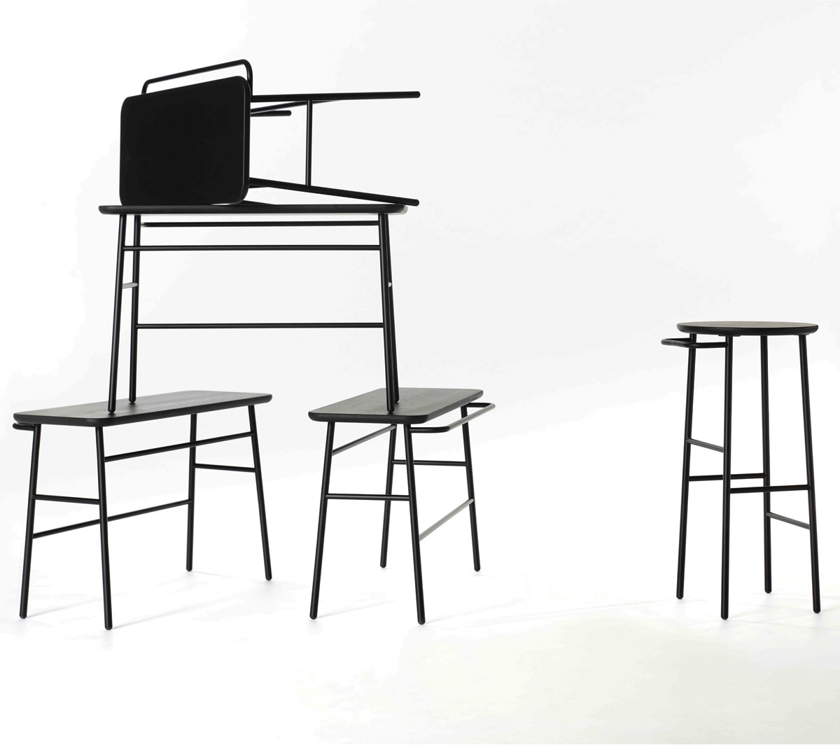 Ex.T Hang Высокий табурет из беленого ясеня EXHANGTALLBI-maison  - Вид №2