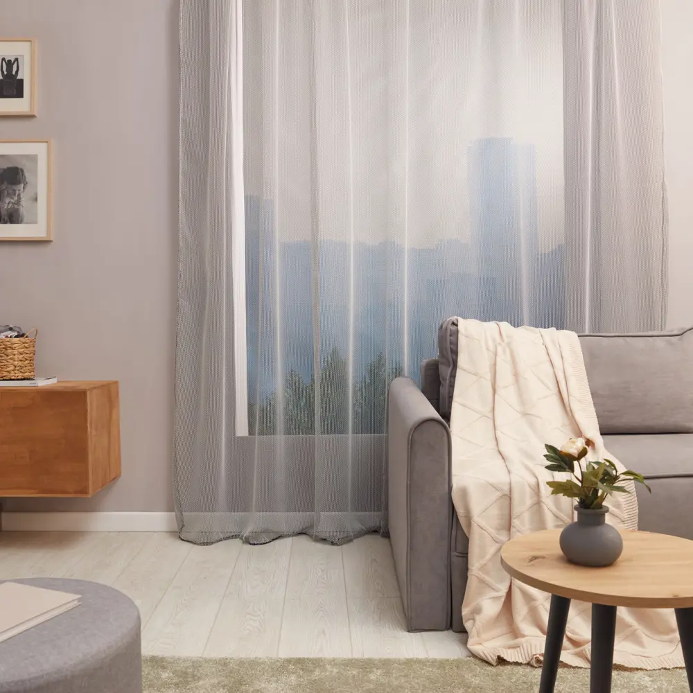 Тюль на ленте Фентези 300x280 см цвет графит AMORE MIO STLM-2149412