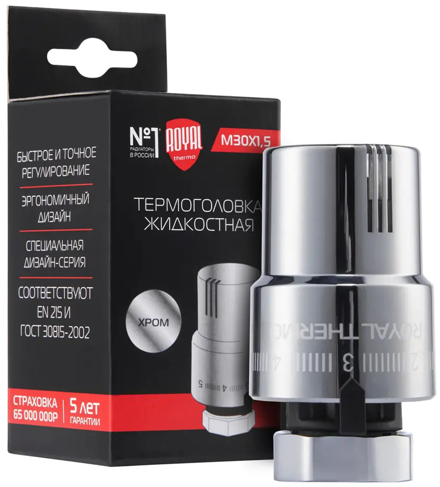 89370184 Термоголовка Royal Thermo M30x1.5 цвет хром STLM-0939401