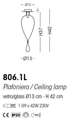 Cangini & Tucci Потолочный светильник с прямым светом из дутого стекла Goccia 806.1l - Вид №1