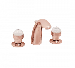 Gentry Home Смеситель для умывальника на три отверстия с выдвижным краном Crystal Розовое золото GH102319