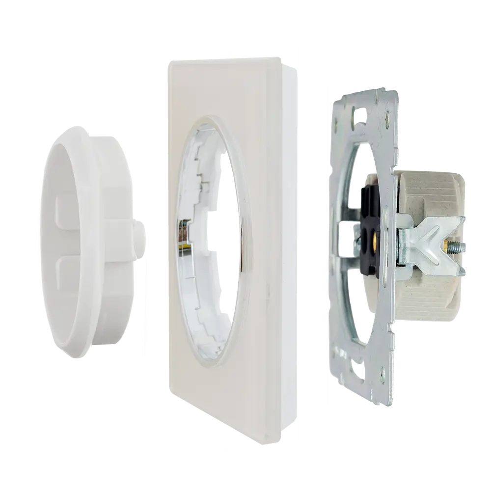 Рамка для розеток и выключателей Onekey Florence 2 поста стекло цвет бежевый ONEKEYELECTRO STLM-2058087 - Вид №3