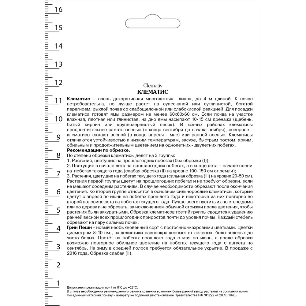 Клематис крупноцветковый Грин Пассион в капере 82527431 STLM-2179722 Santreyd  - Вид №1