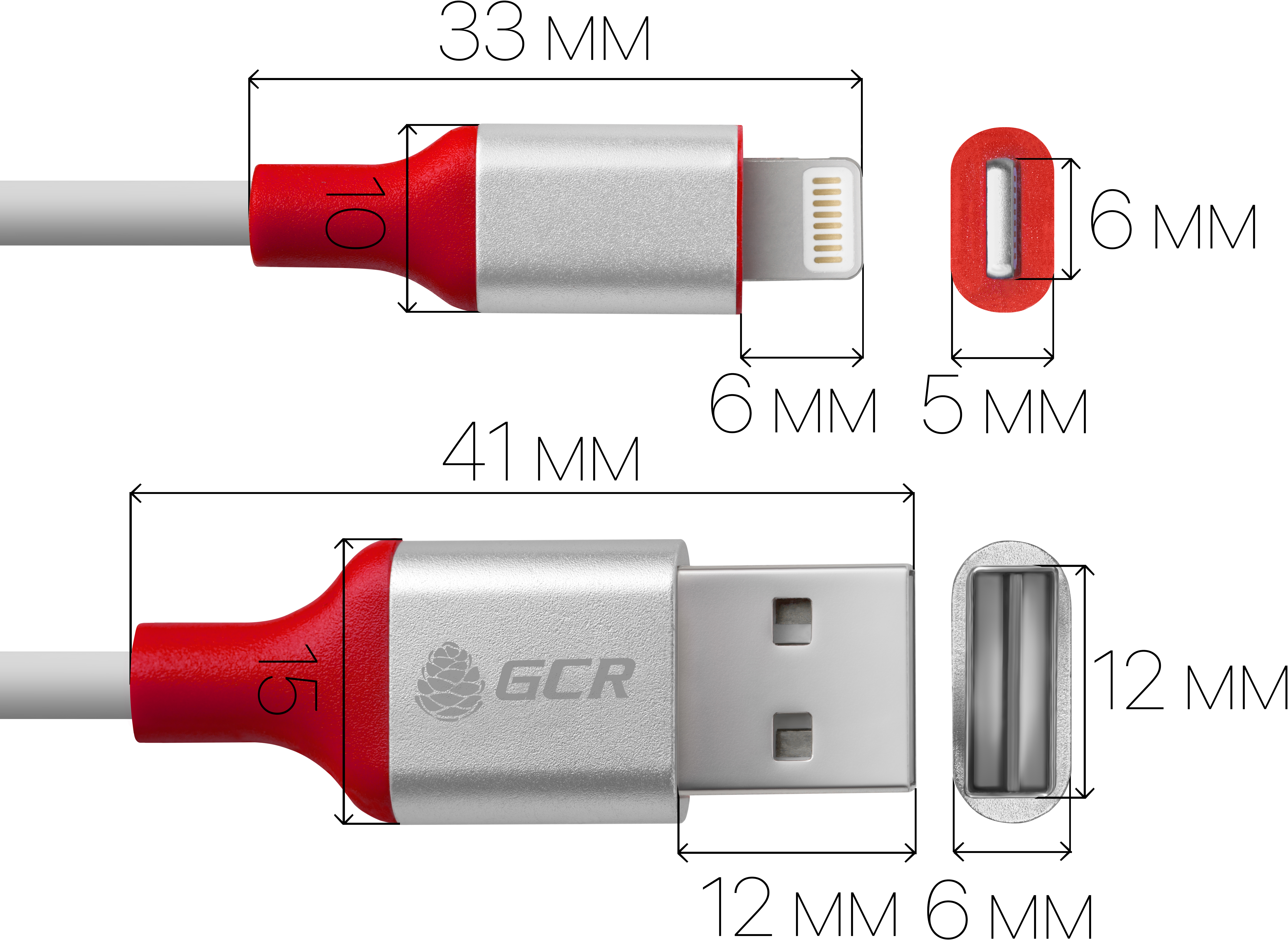 33-050539 кабель 1.0m apple usb 2.0, двухсторонний am/lightning 8pin mfi для iphone 5/6/7/8/x - поддержка всех ios Greenconnect Santreyd  - Вид №3