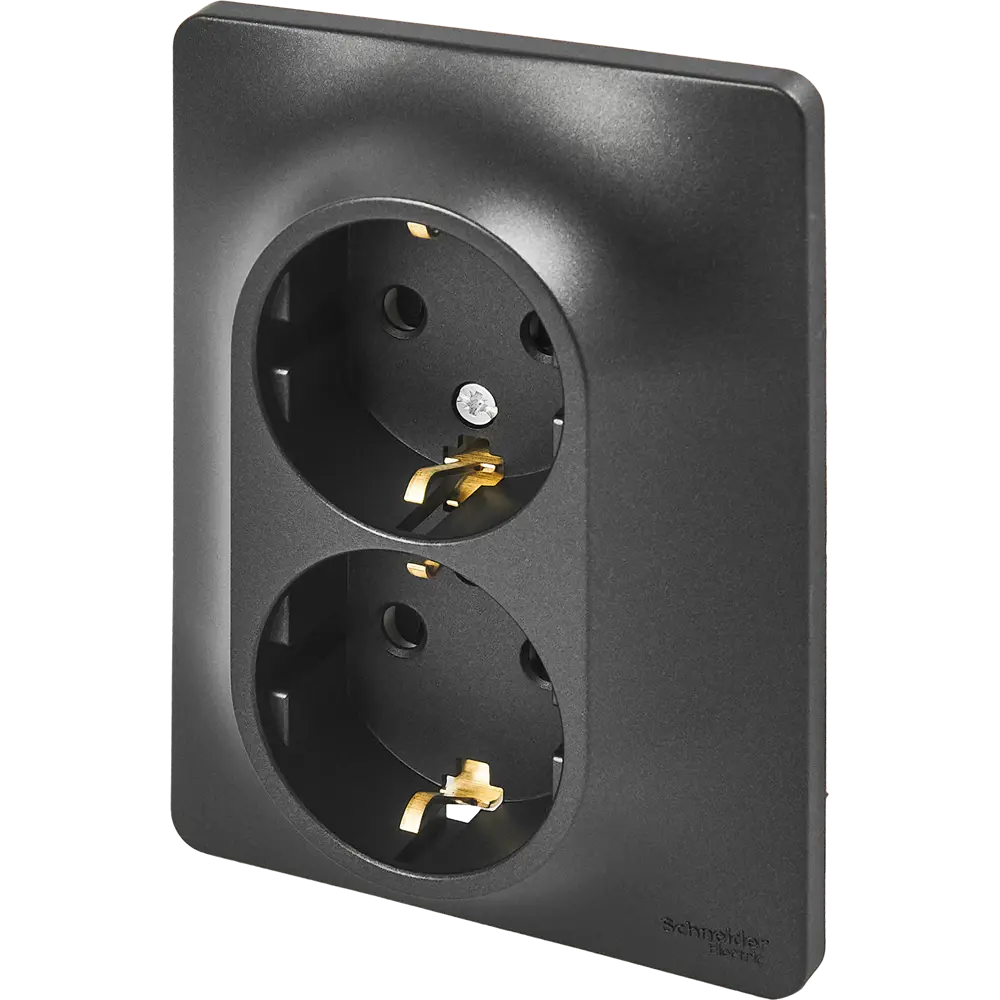 Schneider Electric Glossa — двойная розетка с заземлением в стиле антрацит 86710160 STLM-0070781 - Вид №1