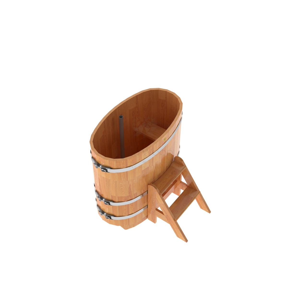 1485 Купель овальная из сращенных ламелей лиственницы 0,59х1,06х1,0 натуральная Alyarus  - Вид №1