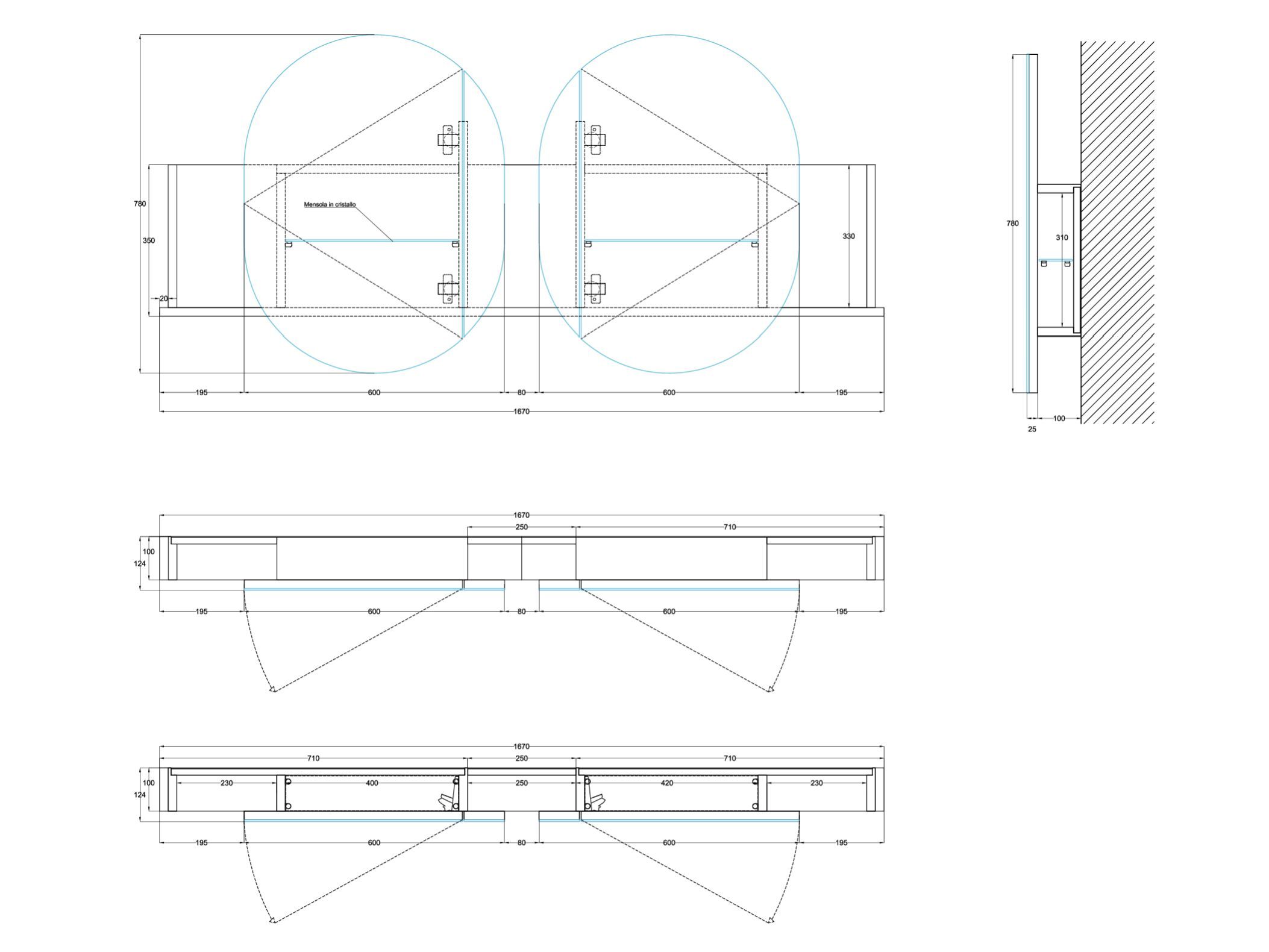 Fenix-NTM® двойное овальное зеркало для ванной комнаты с полкой Ceramica Cielo Тео ARCH-00102145 - Вид №2