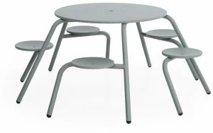 Extremis Круглый металлический стол для пикника со встроенными стульями