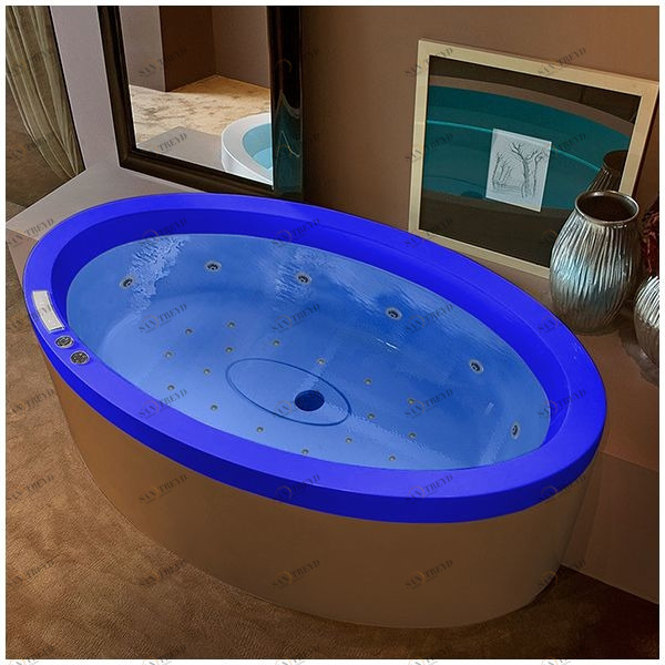 Ванна GRUPPO TREESSE Eos 190 AWA-V849N-SI синяя с гидромассажем аэромассажем и дезинфекцией овальная AWAV849NSI