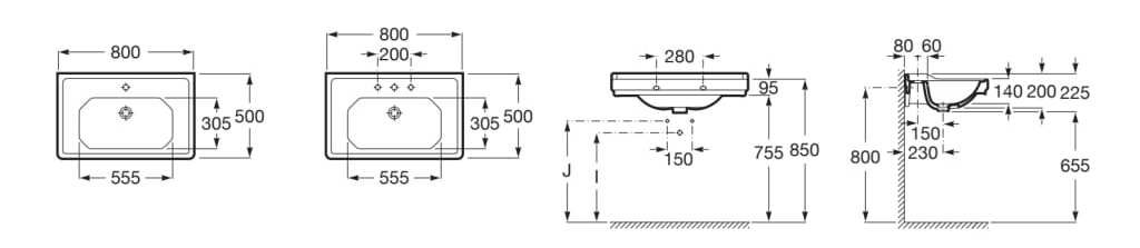 Прямоугольная фарфоровая раковина Roca Carmen ARCH-00117068 - Вид №5