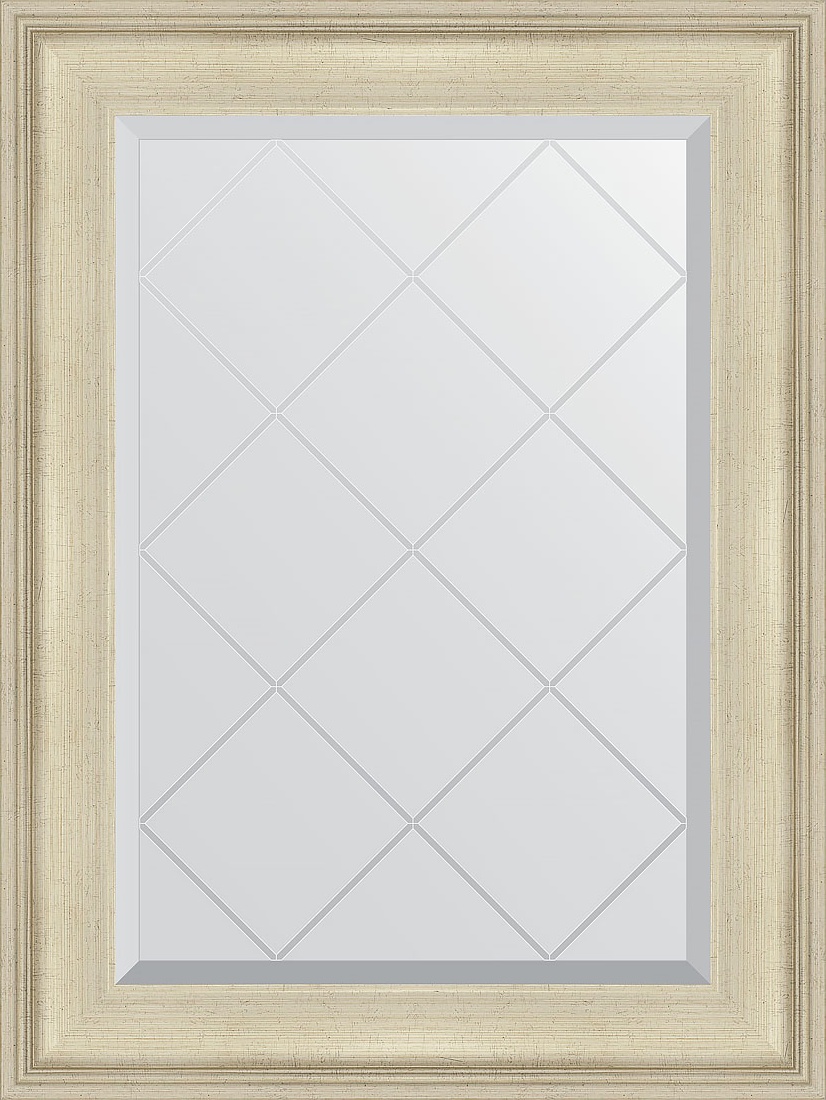 BY 4112 Зеркало с гравировкой в багетной раме - травленое серебро 95 mm EVOFORM Exclusive-G