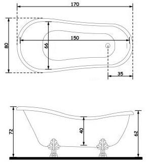 GALASSIA Отдельностоящая ванна из стекловолокна на ножках Ethos sun-id-1474338 - Вид №4