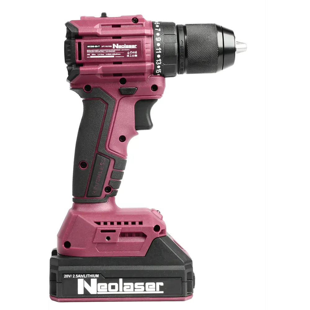Аккумуляторная дрель-шуруповерт Neolaser NCDB-50-T с бесщеточным двигателем 89405330 STLM-1567993 - Вид №6