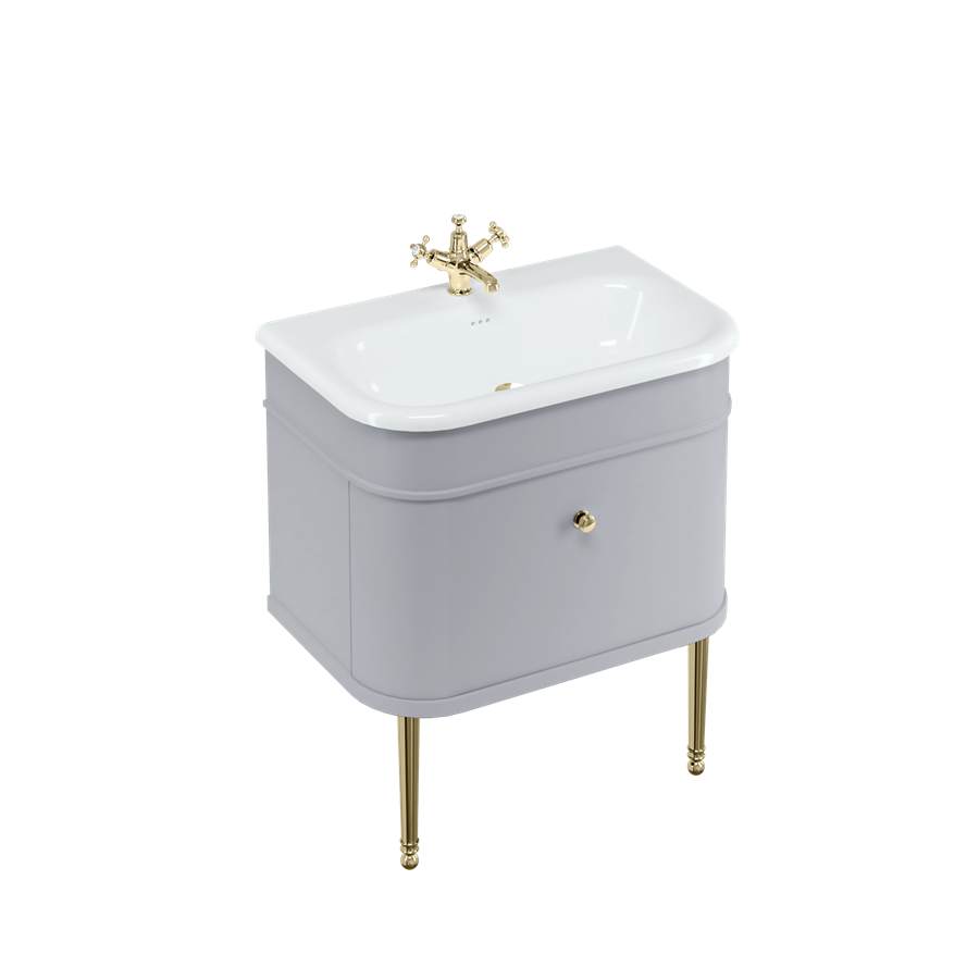 Burlington Chalfont Chalfont 750мм Тумбочка с одним ящиком - Классический серый с хромированными ножками CH75G-CHLEGCHR  - Вид №3