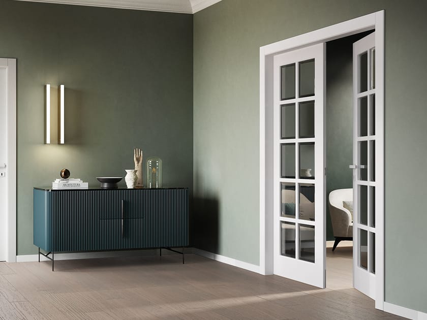 Лакированная распашная дверь со стеклом GAROFOLI Milia ARCH-00100584