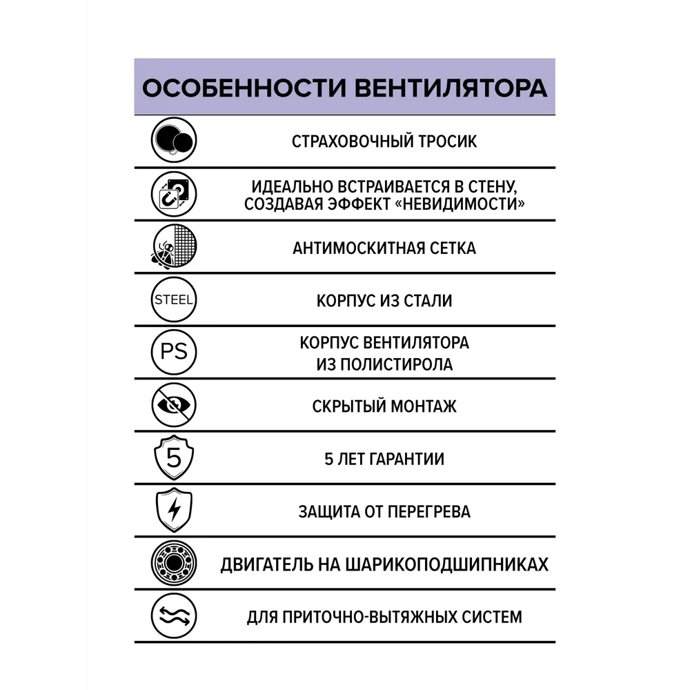 Вентилятор осевой вытяжной ERA Triumph D125 мм 30 дБ 100 м3/ч цвет белый Santreyd STLM-2114181 - Вид №6