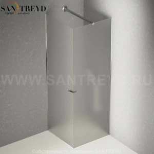 Душевое ограждение FLAT DX подрезаемое, стеклянная с дверью матовая перегородка с держателем. Размеры: глубина от 70 до 100, длина от 70 до 140 см