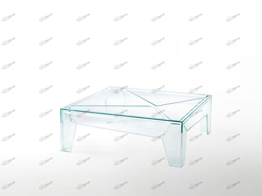 Glas Italia Низкий квадратный журнальный столик из хрусталя  Hyp01 