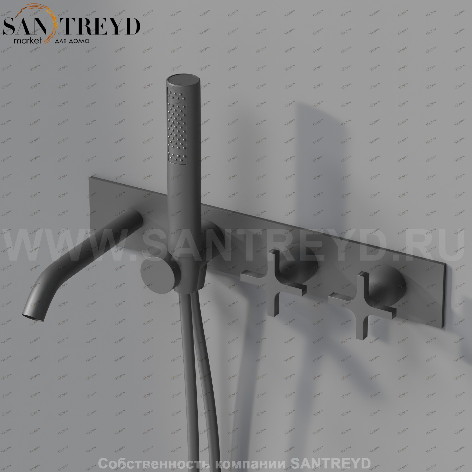 Встроенный смеситель AMEM324E MEMORY для ванны черный матовый Agape