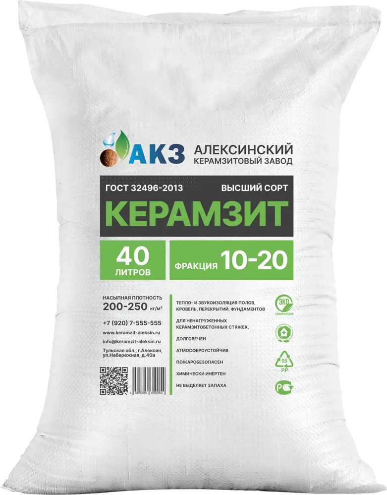 АКЗ Керамзит 10-20 мм для дренажа и утепления 40 л 82479770
