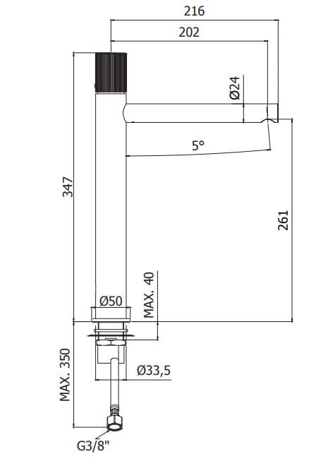 Высокий смеситель для раковины RUBINETTERIA PAFFONI Jo ARCH-00103338 - Вид №1