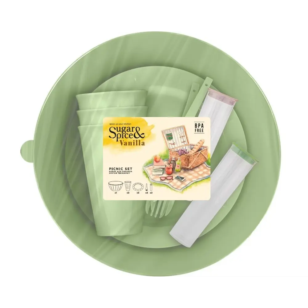 Набор для пикника Vanilla на 3 персоны полипропилен цвет зеленый Santreyd STLM-2119334 - Вид №2