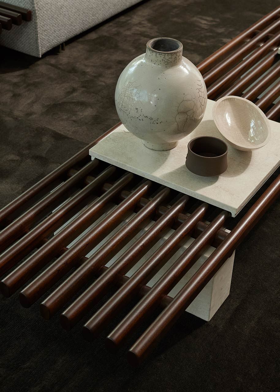 Низкий садовый столик из красного дерева и мрамора Exteta Panarea ARCH-00090767 - Вид №9