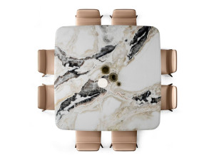 Квадратный стол с никелевым основанием и мраморной столешницей