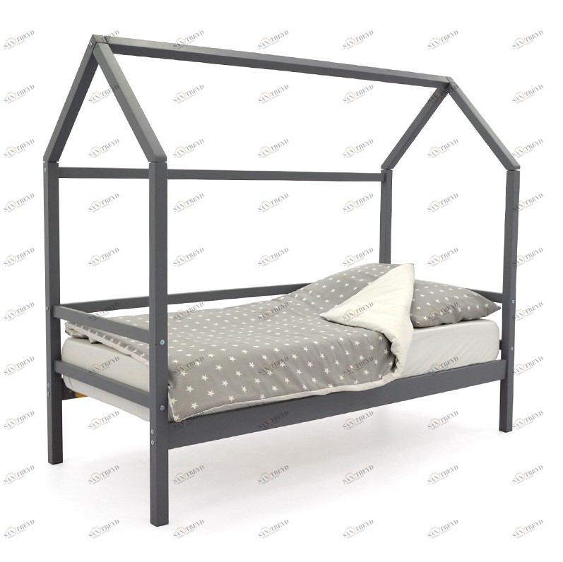 Кровать-домик детская графит Svogen БЕЛЬМАРКО  00-3833068 Серый Santreyd 