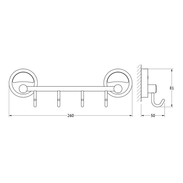Держатель с 4-мя крючками 25 см FBS (Чехия) ELL 025 sun-id-561277 - Вид №1