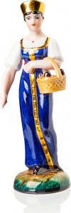 10617370 Мануфактуры Гарднеръ в Вербилках Скульптура Францъ Гарднеръ "Крестьянка с корзиной грибов и ягод", 17см, фарфор Фарфор, Керамика