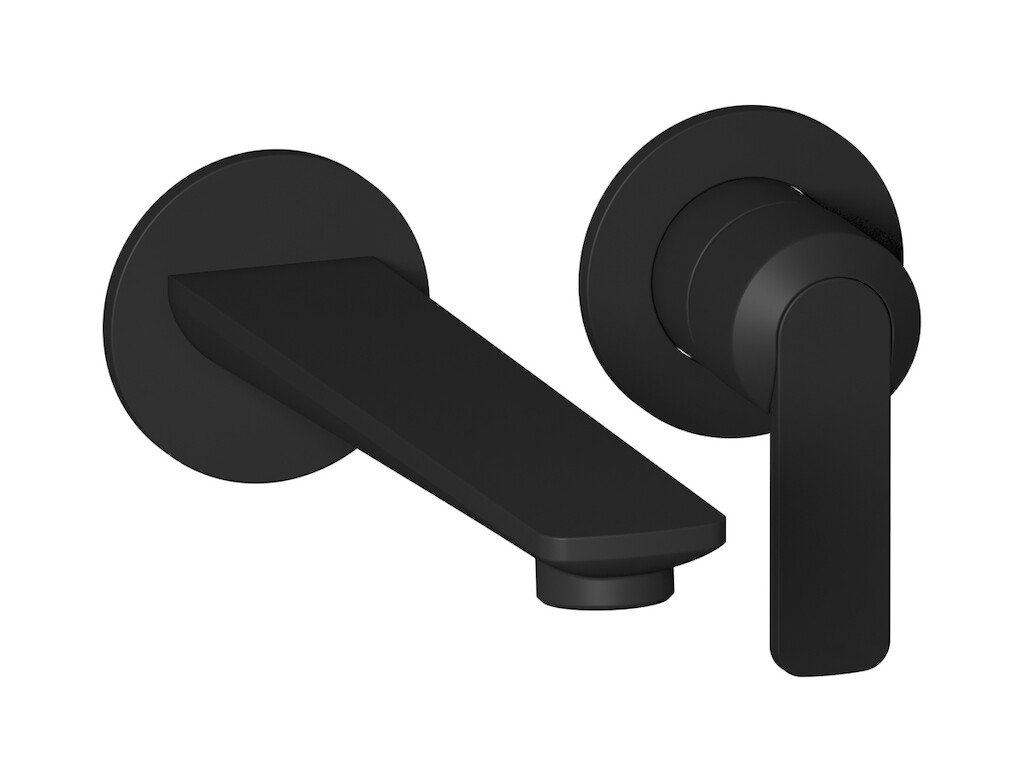 Встроенный в стену смеситель для раковины на 2 отверстия в комплекте с донным клапаном WE ARE IB c6406np Matt Black C-67