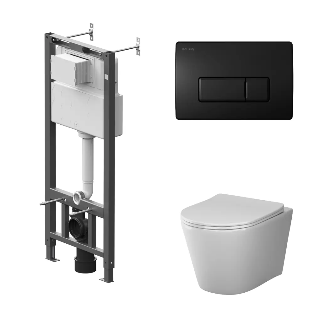 Комплект инсталляции AM.PM Tech с унитазом безободковым AM.PM Flash клавиша AM.PM Tech M черная STLM-2176441