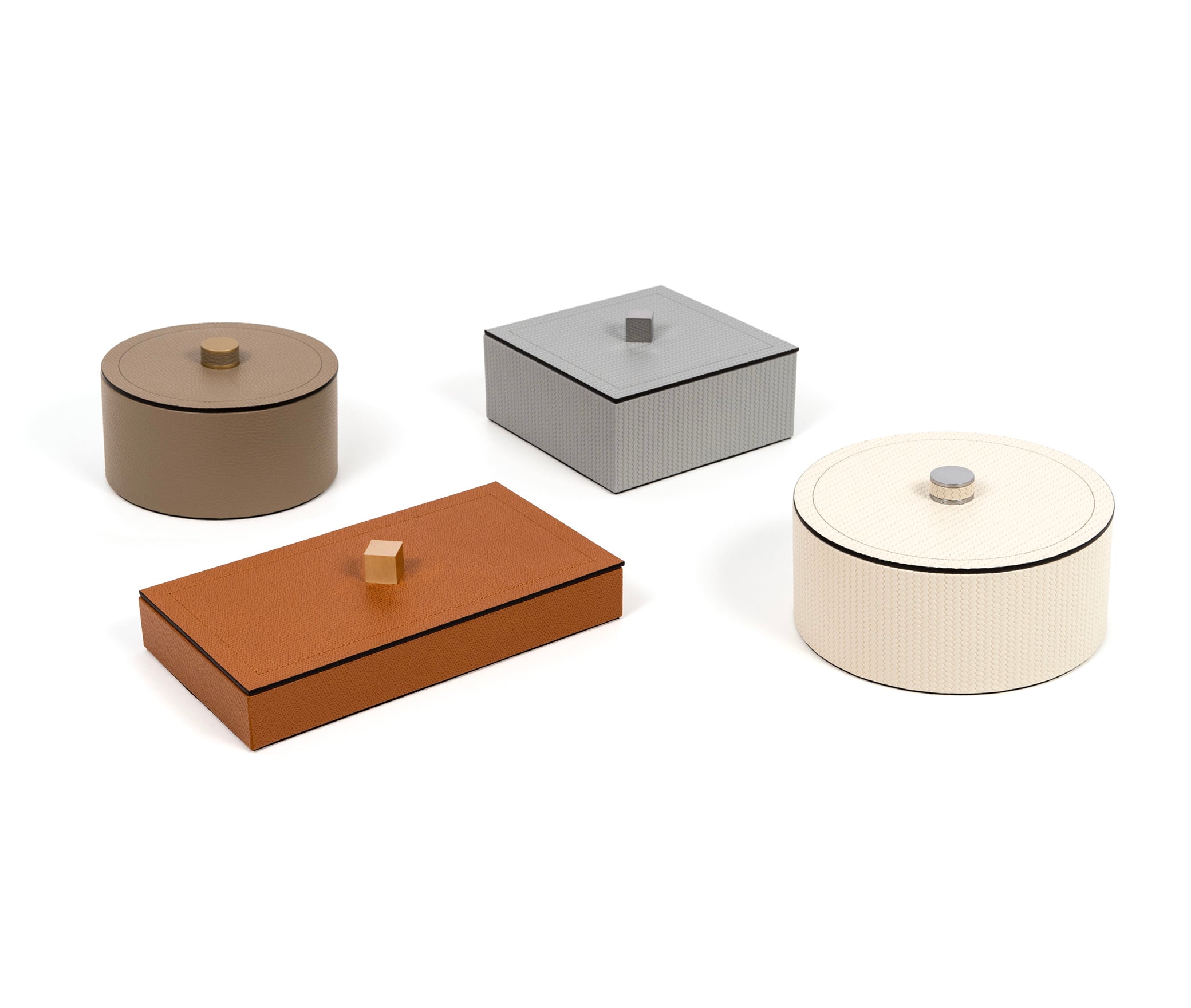 Kate Box - 17,5X17,5XH8 см / металл-хром/зернистая кожа_черный Pinetti 00.1700.029.001 - Вид №2