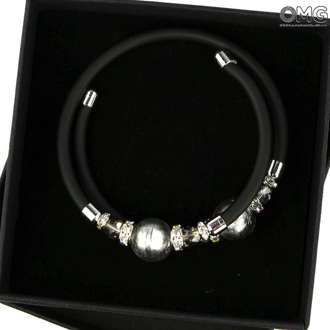 3755 ORIGINALMURANOGLASS Браслет Галактика - с серебром - муранское стекло OMG 18 см  - Вид №1