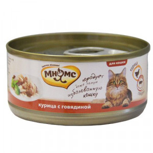 ПР0030893*24 Корм для кошек Курица с говядиной в нежном желе конс. 70г (упаковка - 24 шт) МНЯМС