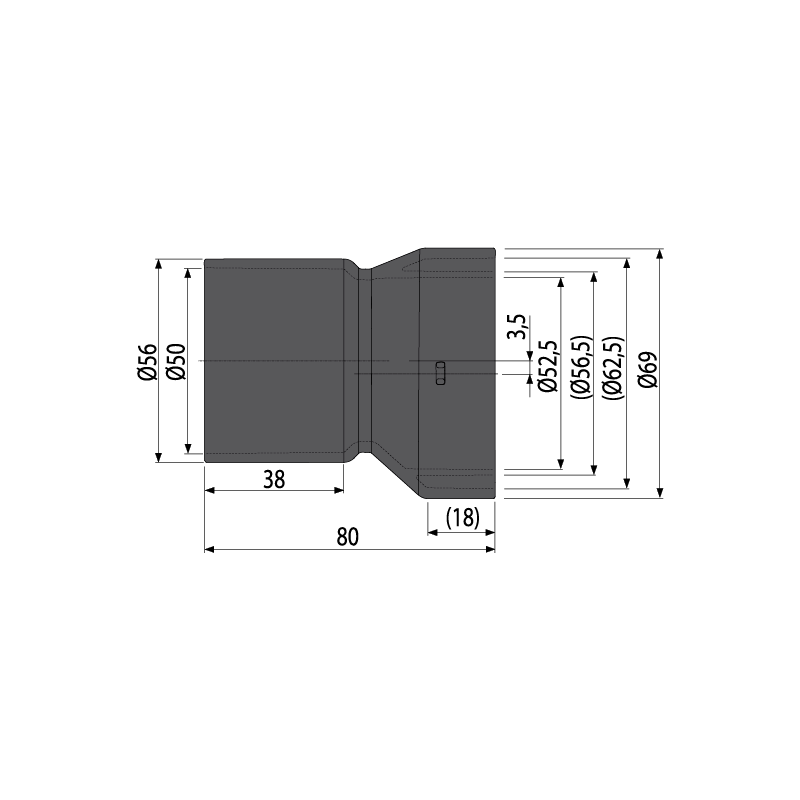 Адаптер для подключения бокового притока DN50 ALCAPLAST AVZP003 - Вид №1